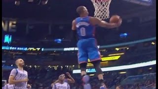 Russell Westbrook soars for reverse dunk: Oklahoma City Thunder at Orlando Magic