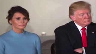 First Lady Melania caught on camera scowling during inauguration after President Trump turns