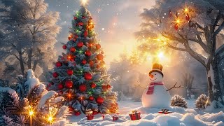 🎅 Warm Christmas Jazz 🎄 Snowman with a Red Scarf & Sparkling Tree Lights for a Peaceful Holiday