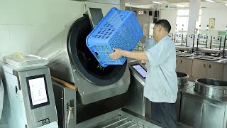 Lestov Canteen uses an Automatic cooking machine to stir fry dishes for 300 workers.