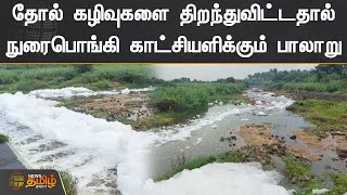 தோல் கழிவுகளை திறந்துவிட்டதால் நுரைபொங்கி காட்சியளிக்கும் பாலாறு | Tirupattur Palar River Pollution