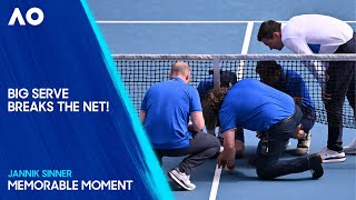 Jannik Sinner's Serve Breaks the Net \u0026 Suspends Play! | Australian Open 2025