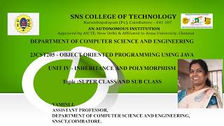 Super Class and Sub Class | OOPS Using JAVA | SNS Institutions