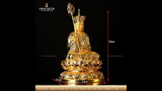 Tượng Phật Địa Tạng Vương bằng đồng mạ vàng 24k cao 50cm nặng 17kg