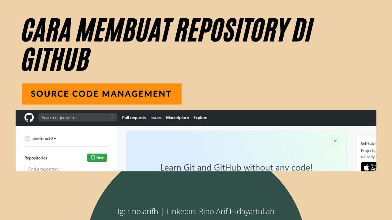 CARA MEMBUAT REPOSITORY DI GITHUB. LENGKAP - YouTube