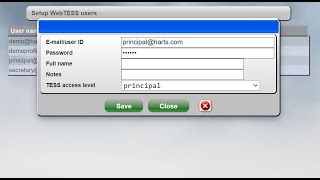 WebTess -- Setup users and access levels