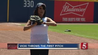 NC5's Vicki Yates Throws The First Pitch