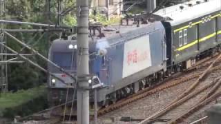 (4K) 中國鐵路 China Railway 和諧3C型電力機車 HXD3C-0250牽引客車離開上海車站