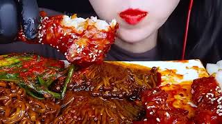 Spicy Chicken Legs🍗|Enoki Mushrooms|Zhajiang Noodles|Uj Food Eating #trending#viral