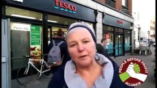 Brid Smith calls for love and solidarity for Tesco workers taking strike action