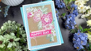 Happy Day Distress Watercolor Pencils Card | SSS Beautiful Flowers Take 27