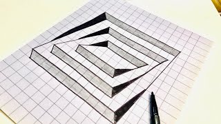 How to Draw Amazing 3D Optical Illusion - Line Paper Trick Art #3d