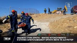 Σεισμός στην Κρήτη - Βίντεο Ντοκουμέντο: Η στιγμή απεγκλωβισμού εργάτη μετά τα 5