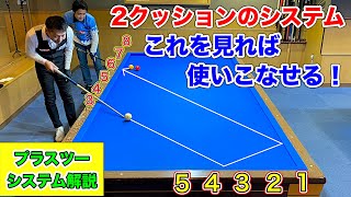 【ビリヤードレッスン】初心者必見！ツークッションシステムをプロが解説!! プラスツーを覚える。Kick Shots System.