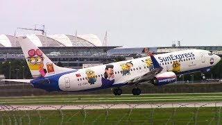 Sun Express B738 (TC-SOH) Minions livery taxi+take off at Munich Airport!