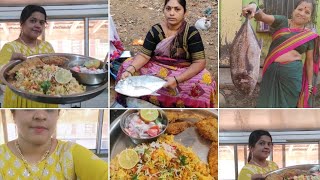 कोलंबी बिर्याणी फायनली आज बनवले आणि आमचा मच्छी मार्केट France Biryani Recipe and Fish Market