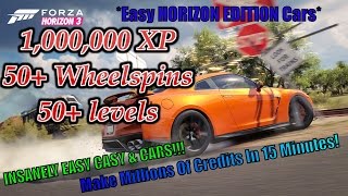 Forza Horizon 3: *15 MINUTES* Earn 1,000,000XP , 50+ Wheelspins , \u0026 50+ Levels!!!