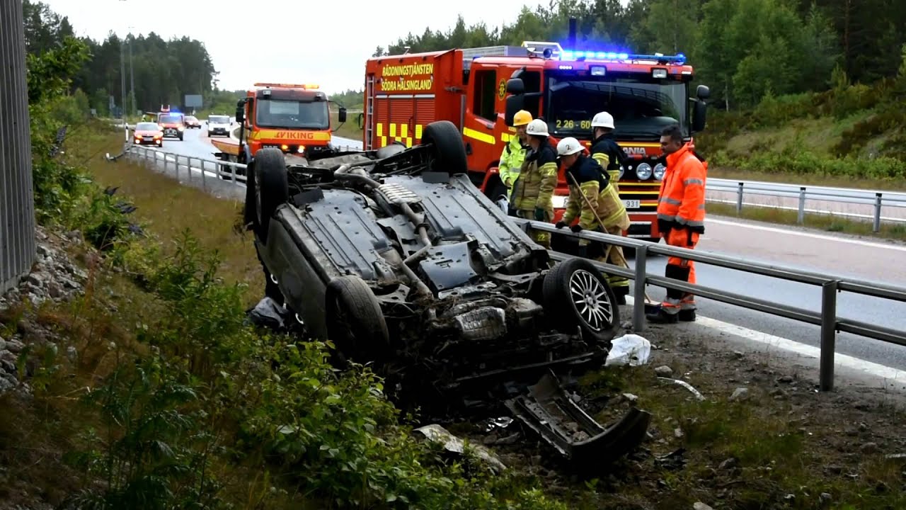 150621 Norrala: Våldsam Singelolycka På E4 - YouTube