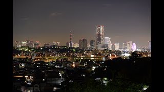 みなとみらいのビル群と観覧車　横浜市「蒔田見晴らし公園」