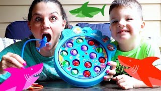 Caleb & Mommy Play Baby Shark Let's Go Fishing Family Fun Game
