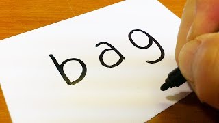 Very Easy ! How to turn words BAG into a Cartoon - How to draw doodle art on paper