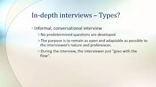 Research video series: Qualitative Data Collection. In-depth interviews