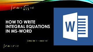 How To Write Integral Equations In MS-Word | Integration