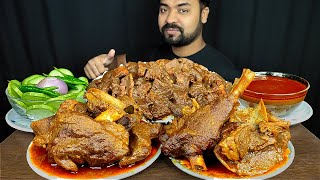MUTTON BOTI CURRY, HUGE SPICY MUTTON CURRY, GRAVY, ONION, RICE, SALAD MUKBANG AS