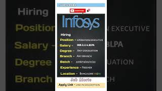 INFOSYS JOBS 🔥🤟 JOB VACANCY APPLY HERE 👇 #job #youtubeshorts #youtubeshorts subscribe for more alert