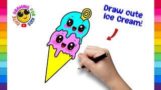 #How to #draw #cute #icecream | #Simple #easy #drawing #chibi #kawaii #food #lollies #ice #cream