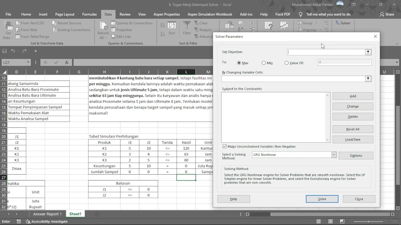 Penggunaan Solver Pada Microsoft Excel Dalam Penyelesaian Linear ...