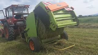 Baling hay with Wolagri baler \u0026 UTB 650 Tractor