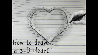 How to draw a 3D Heart - Easy and Fun art drawing tutorial