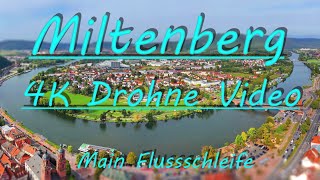 Luftbild, Drohnenvideo der historischen Altstadt von Miltenberg. 4K Drohne Video