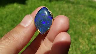 Blue Opal Ring 14k Gold - Gabriel Mosesson Jewelry