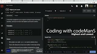 (Archived) Codewars 7 kyu Highest and Lowest JavaScript