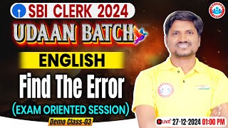 SBI Clerk 2024-25 | Find The Error for SBI Clerk English | SBI Clerk English by RK Mehto Sir