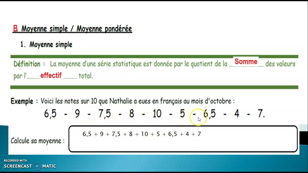 Moyenne Simple-Moyenne Pondérée (4ème). - YouTube