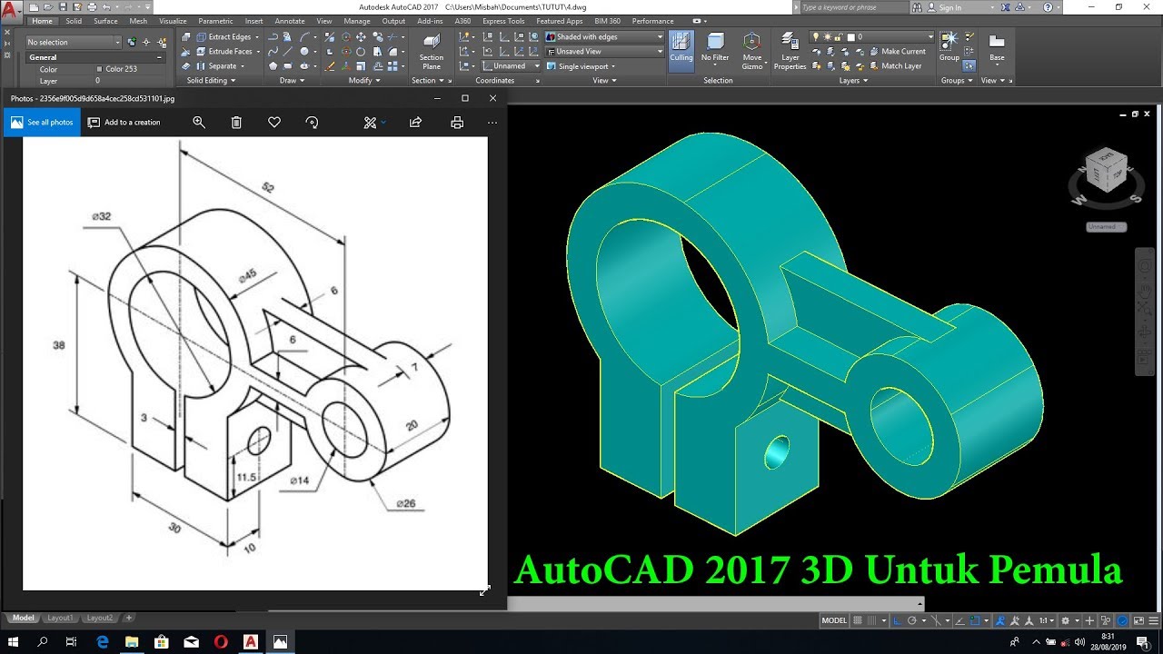 Tutorial AutoCAD 2017 3D Untuk Pemula - YouTube