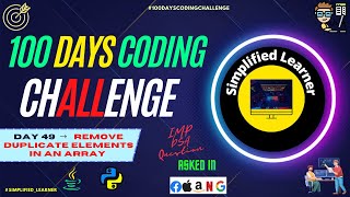 Day #49 | Remove Duplicate Elements in an Array | Sorted and Unsorted Array in #java & #python