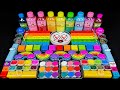 Slime Mixing with Rainbow Number Blocks & Colorful Containers🌈ASMR Mixing 'Makeup and Glitter' Slim