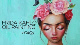 HOW TO OVERCOME ART BLOCK || Oil painting of Frida Kahlo time lapse