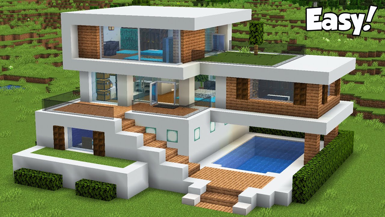 Minecraft How To Build A Modern House Tutorial Easy 32 Interior