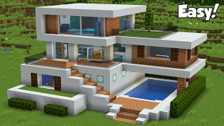 Minecraft: How to Build a Modern House Tutorial (Easy) #32 - Interior in Description!