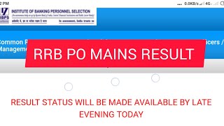 RRB PO MAINS RESULT TODAY|| RRB PO MAINS RESULT 2024