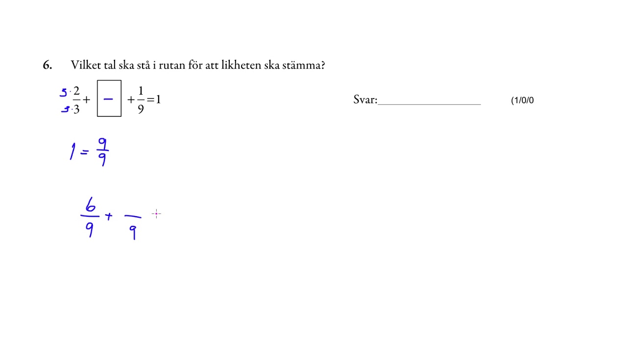 Nationellt Prov Matematik 1b VT 2012 Del 1 Uppgift 6 - YouTube