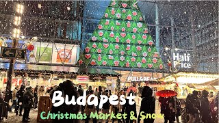 Budapest Hungary Christmas Markets \u0026 Snowfall Walking tour 4K Spirit of winter