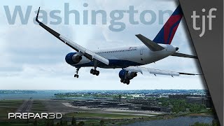 Prepar3D v4.5 | Delta 832 | Washington River Visual approach (KDCA) | Challenging approach!