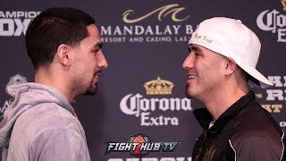 DANNY GARCIA & BRANDON RIOS SIZE EACH OTHER UP & EXCHANGE WORDS DURING FACE OFF