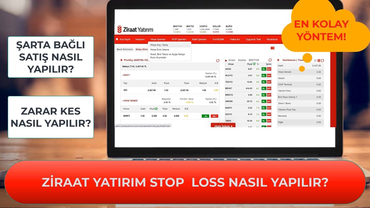 Ziraat Yatırım Şartlı Emir Nasıl Girilir? Ziraat Borsa Stop Loss Zarar ...